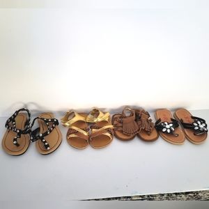 Mixed lot of baby girl toddler sandals gladiator tan black gold rhinestone
